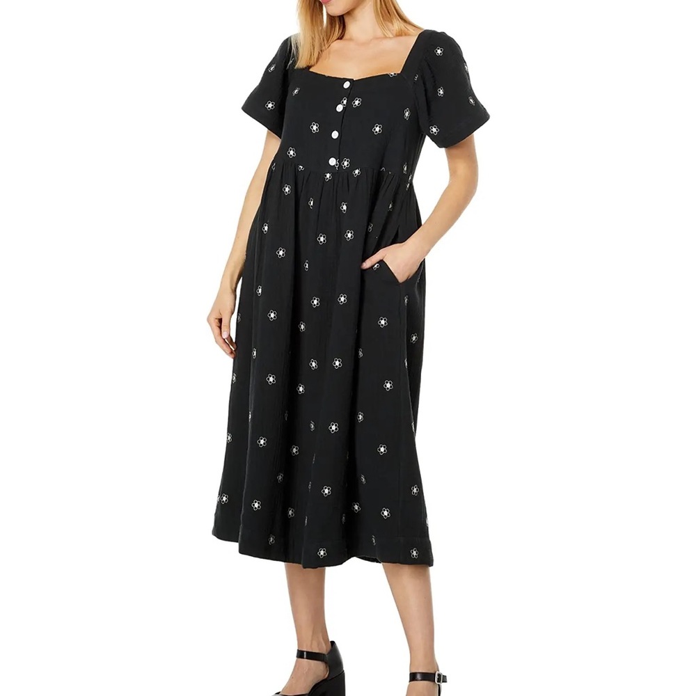Madewell Melanie - Short Sleeve Square Neck Easy Midi Dress